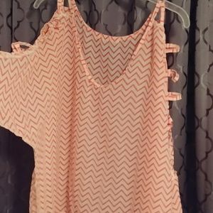Pink chevron sheer blouse ** bundle for special**